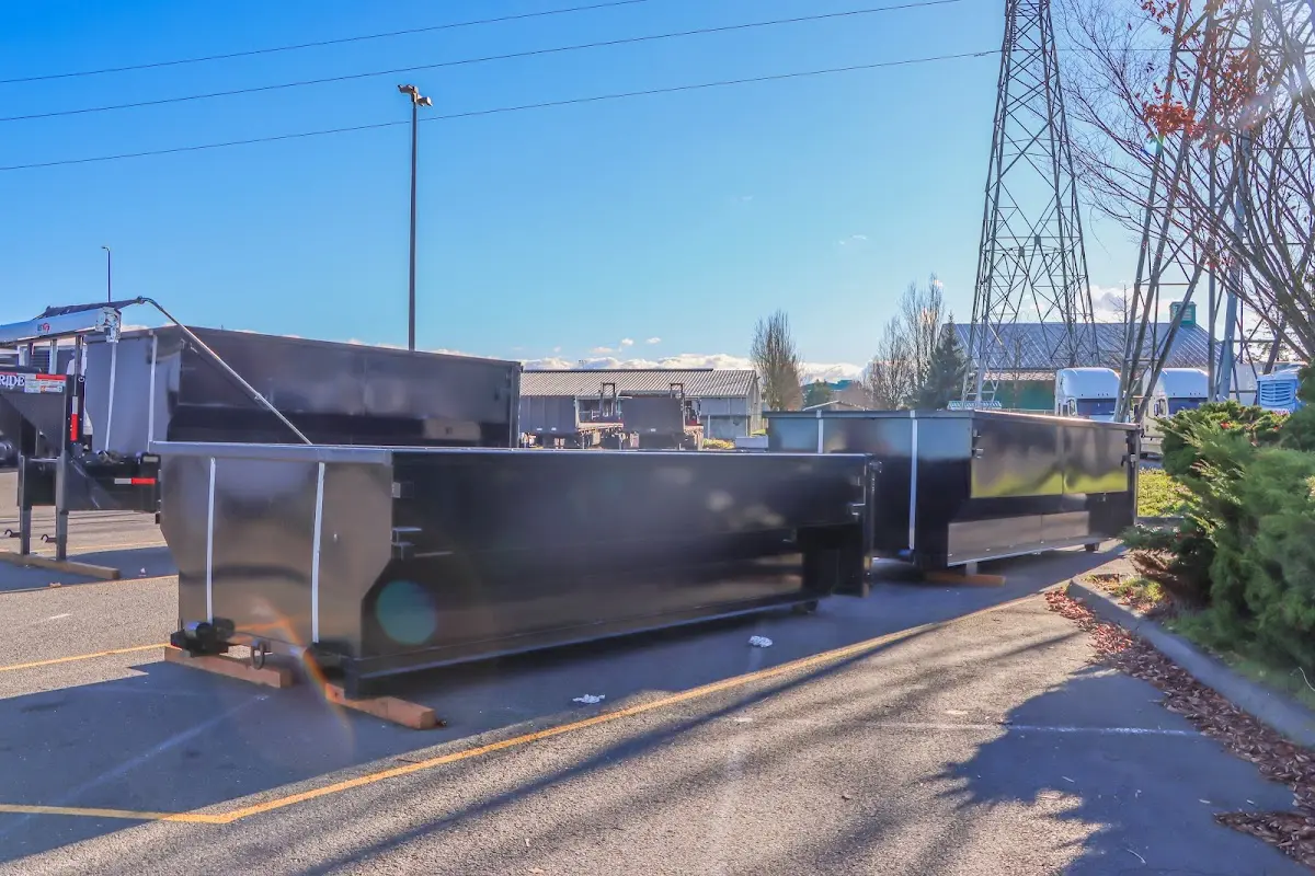 Roll-off dumpster ready for waste disposal at job site for 2 Yard Dumpster Rental in Oak Forest